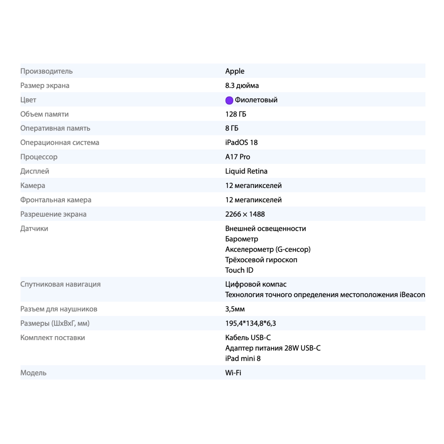 Планшет Apple iPad mini Wi-Fi + Cellular Purple 128GB