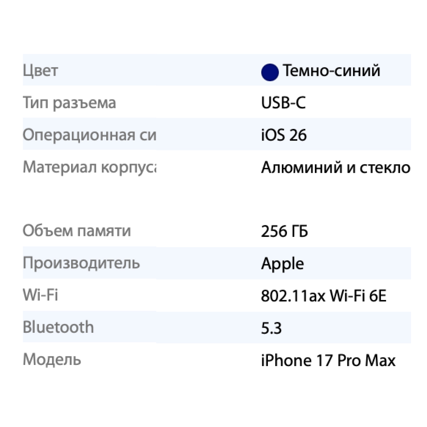 Смартфон Apple iPhone 17 Pro Max 256GB, Deep Blue (синий)