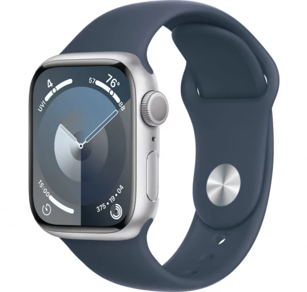 Умные часы Apple Watch Series 9 41mm Silver Aluminum Case with Storm Blue Sport Band (M/L)